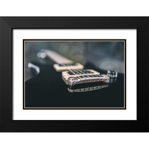 Schwarz - E-Guitar Black Modern Wood Framed Art Print with Double Matting by Schwarz