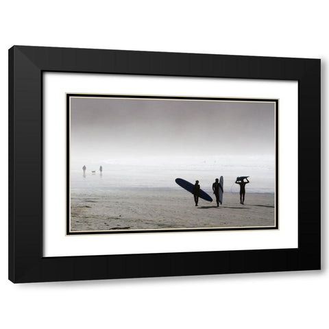 Erkmen - Surfing Time in a Foggy Day Black Modern Wood Framed Art Print with Double Matting by Erkmen