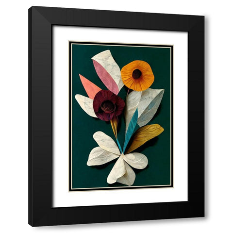 A Paper Bouquet Black Modern Wood Framed Art Print with Double Matting by Treechild