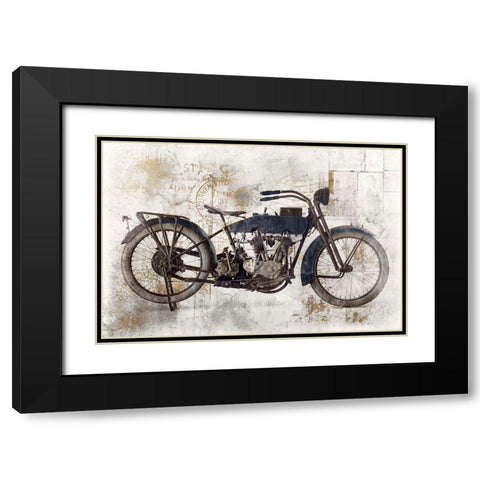 Navy Motocycle Black Modern Wood Framed Art Print with Double Matting by Roozbeh