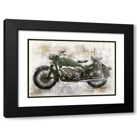 Green MotorcycleÂ  Black Modern Wood Framed Art Print with Double Matting by Roozbeh