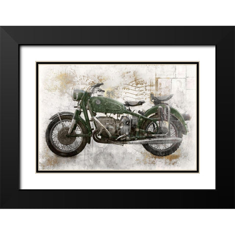 Green MotorcycleÂ  Black Modern Wood Framed Art Print with Double Matting by Roozbeh
