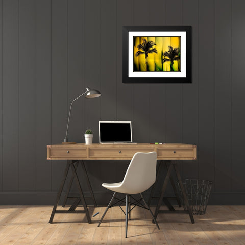 Two Palms Black Modern Wood Framed Art Print with Double Matting by PI Studio