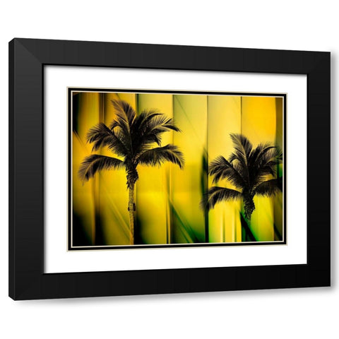 Two Palms Black Modern Wood Framed Art Print with Double Matting by PI Studio