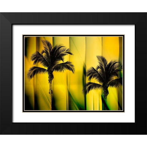 Two Palms Black Modern Wood Framed Art Print with Double Matting by PI Studio