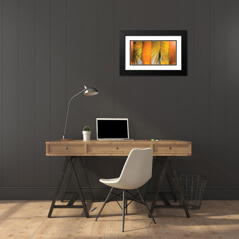 Tangerine and Cream Black Modern Wood Framed Art Print with Double Matting by PI Studio