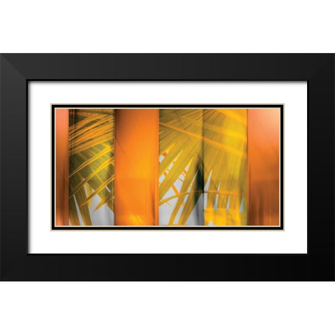 Tangerine and Cream Black Modern Wood Framed Art Print with Double Matting by PI Studio