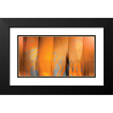 Tangerine on Grey Black Modern Wood Framed Art Print with Double Matting by PI Studio