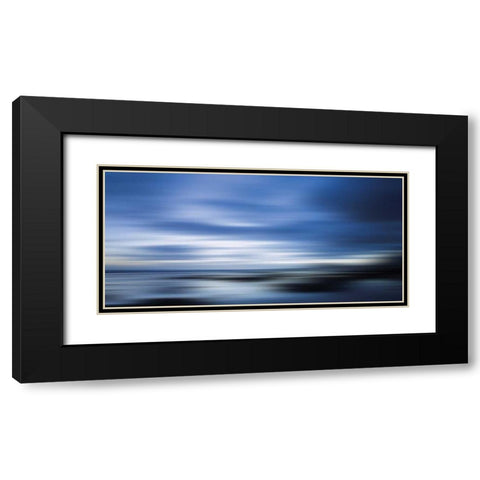 Blue Black Modern Wood Framed Art Print with Double Matting by PI Studio