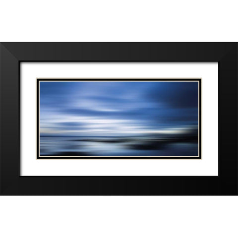 Blue Black Modern Wood Framed Art Print with Double Matting by PI Studio