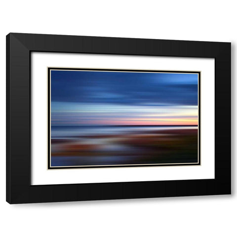 Blue on the Horizon Black Modern Wood Framed Art Print with Double Matting by PI Studio