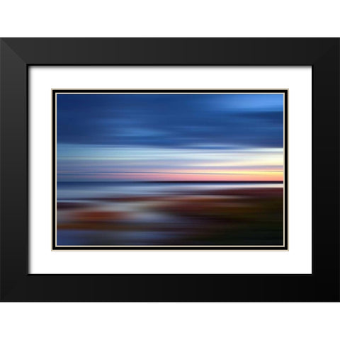 Blue on the Horizon Black Modern Wood Framed Art Print with Double Matting by PI Studio