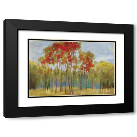 Touches of Red Black Modern Wood Framed Art Print with Double Matting by PI Studio