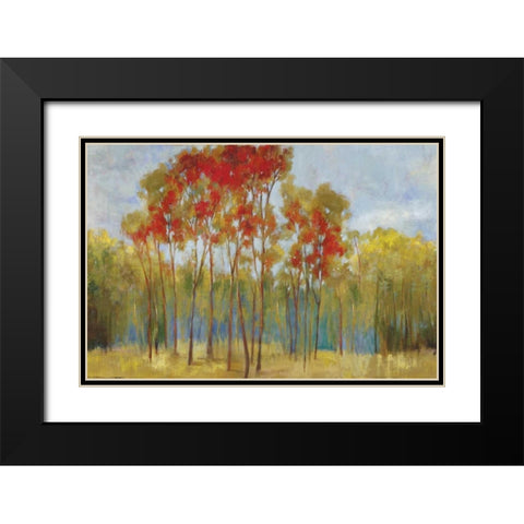 Touches of Red Black Modern Wood Framed Art Print with Double Matting by PI Studio