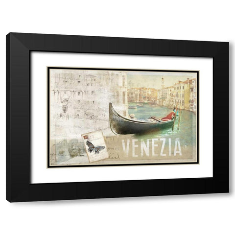 Venezia Butterfly Black Modern Wood Framed Art Print with Double Matting by PI Studio