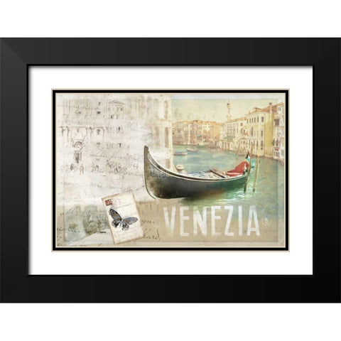 Venezia Butterfly Black Modern Wood Framed Art Print with Double Matting by PI Studio