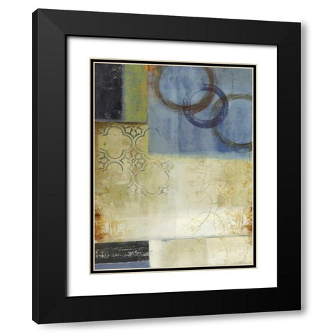 Composition in Blue I Black Modern Wood Framed Art Print with Double Matting by PI Studio