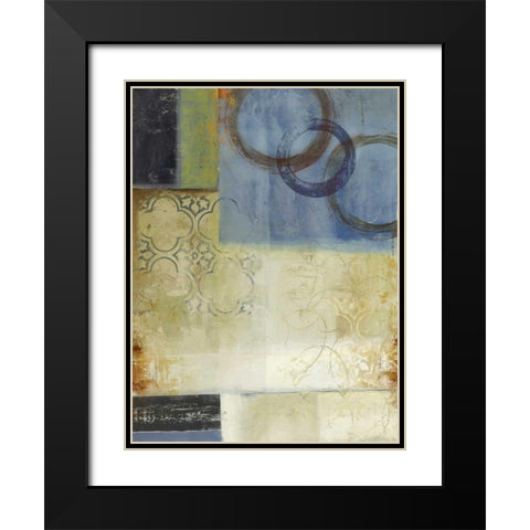 Composition in Blue I Black Modern Wood Framed Art Print with Double Matting by PI Studio