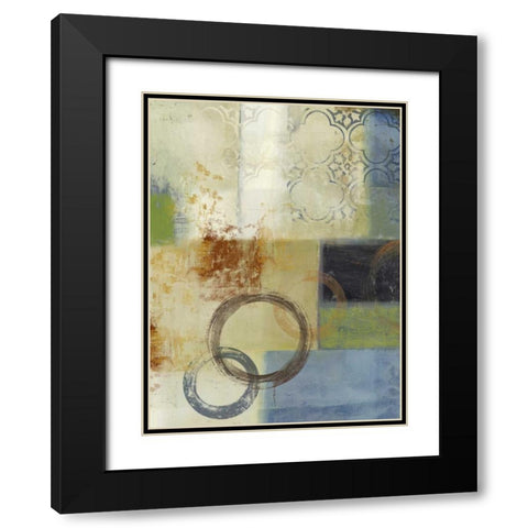 Composition in Blue II Black Modern Wood Framed Art Print with Double Matting by PI Studio