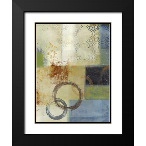 Composition in Blue II Black Modern Wood Framed Art Print with Double Matting by PI Studio