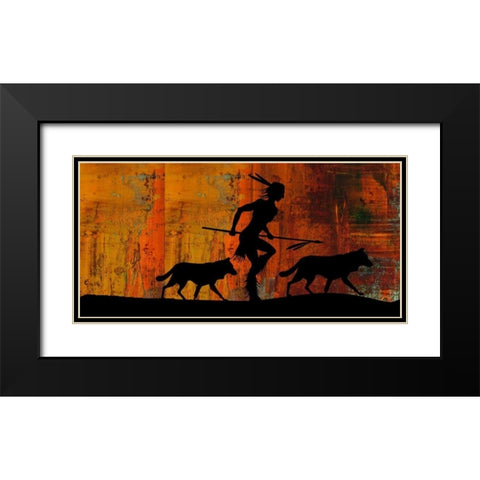 Narrow Fire Black Modern Wood Framed Art Print with Double Matting by PI Studio