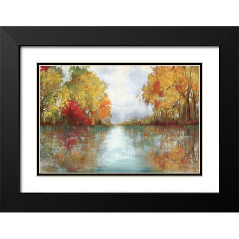 Forest Reflection Black Modern Wood Framed Art Print with Double Matting by PI Studio