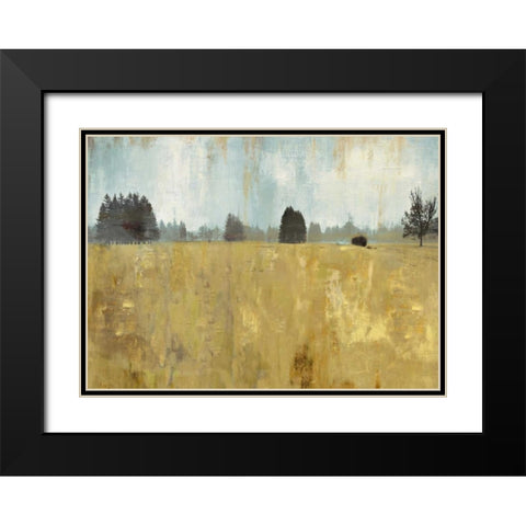 Golden Fields Black Modern Wood Framed Art Print with Double Matting by PI Studio