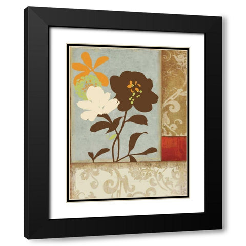 Floral Damask I Black Modern Wood Framed Art Print with Double Matting by PI Studio