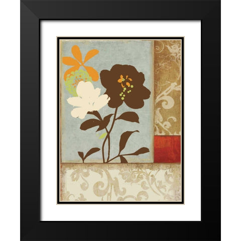 Floral Damask I Black Modern Wood Framed Art Print with Double Matting by PI Studio