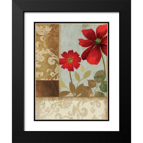 Floral Damask II Black Modern Wood Framed Art Print with Double Matting by PI Studio