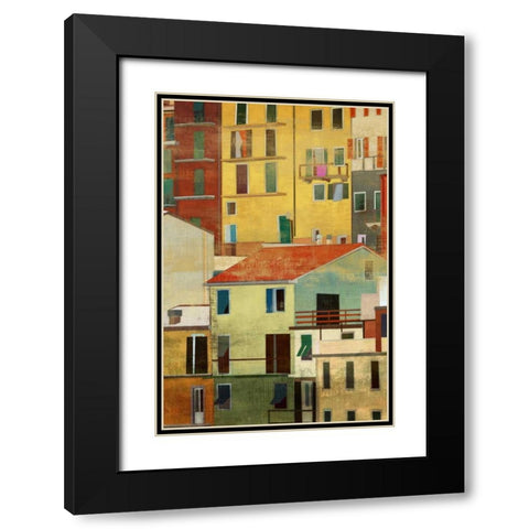 Manarola II Black Modern Wood Framed Art Print with Double Matting by PI Studio