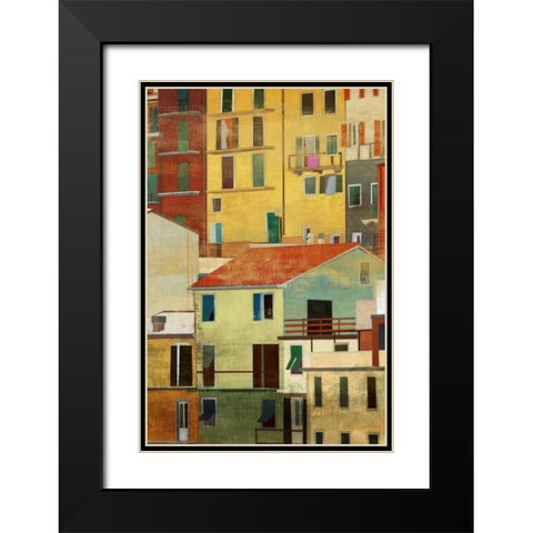 Manarola II Black Modern Wood Framed Art Print with Double Matting by PI Studio