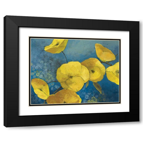 Sunshine Flowers Black Modern Wood Framed Art Print with Double Matting by PI Studio