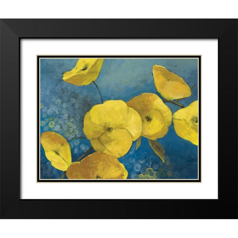 Sunshine Flowers Black Modern Wood Framed Art Print with Double Matting by PI Studio