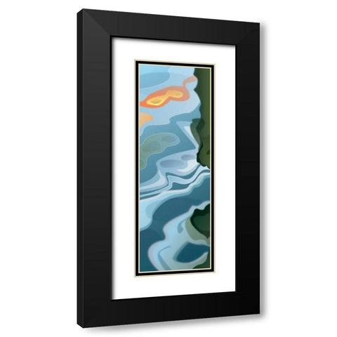 Liquid Waves Black Modern Wood Framed Art Print with Double Matting by PI Studio