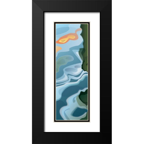 Liquid Waves Black Modern Wood Framed Art Print with Double Matting by PI Studio