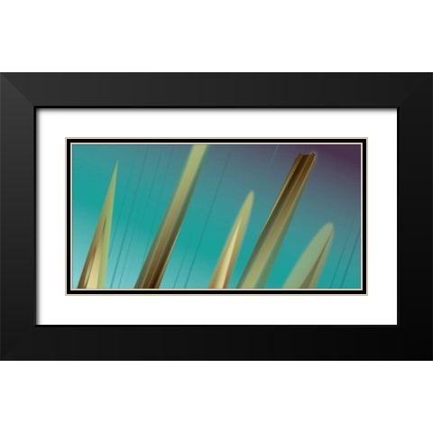 Shards Black Modern Wood Framed Art Print with Double Matting by PI Studio