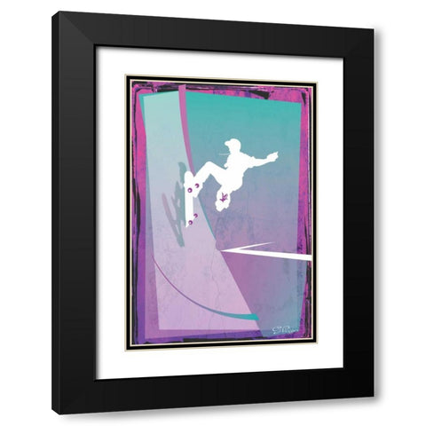 Skate Black Modern Wood Framed Art Print with Double Matting by PI Studio