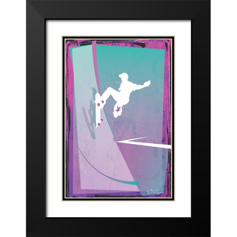 Skate Black Modern Wood Framed Art Print with Double Matting by PI Studio