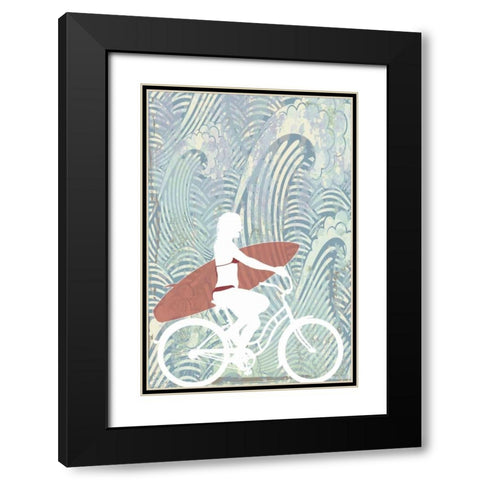 Surf Black Modern Wood Framed Art Print with Double Matting by PI Studio