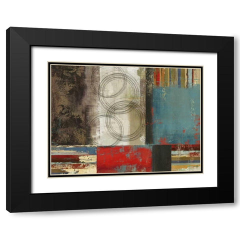 Spheres and Stripes Black Modern Wood Framed Art Print with Double Matting by PI Studio