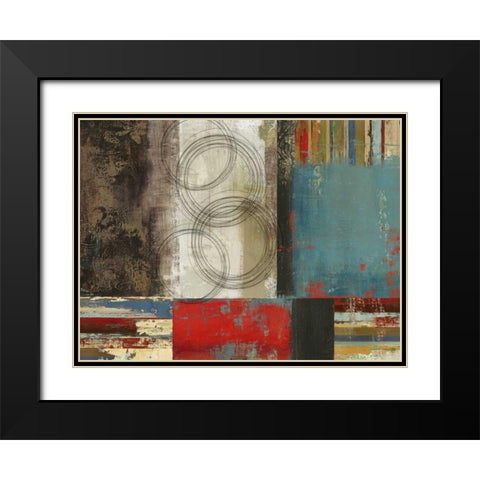 Spheres and Stripes Black Modern Wood Framed Art Print with Double Matting by PI Studio