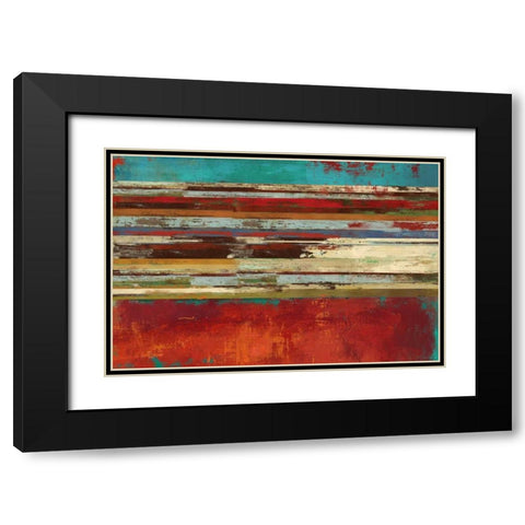 Worn Red Black Modern Wood Framed Art Print with Double Matting by PI Studio