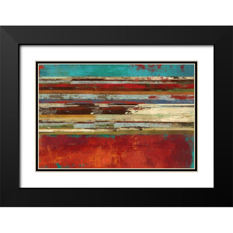 Worn Red Black Modern Wood Framed Art Print with Double Matting by PI Studio