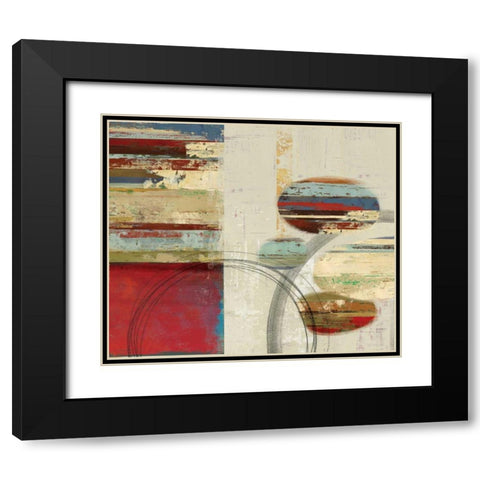 Orbs and Stripes Black Modern Wood Framed Art Print with Double Matting by PI Studio