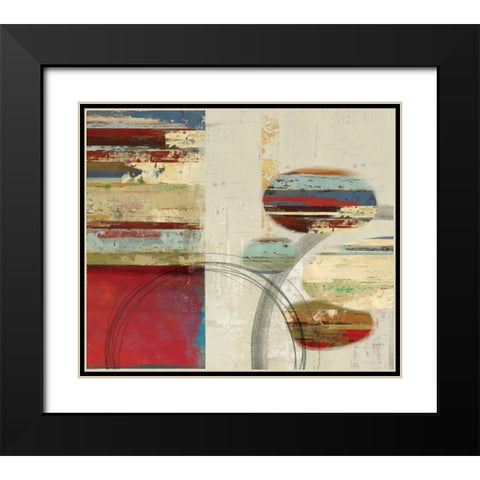 Orbs and Stripes Black Modern Wood Framed Art Print with Double Matting by PI Studio