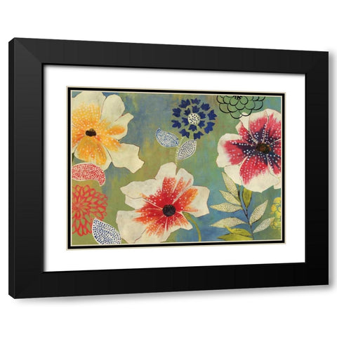 Folk Garden Black Modern Wood Framed Art Print with Double Matting by PI Studio