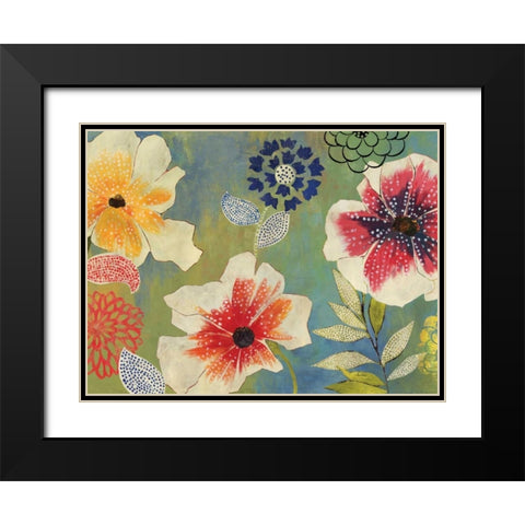 Folk Garden Black Modern Wood Framed Art Print with Double Matting by PI Studio