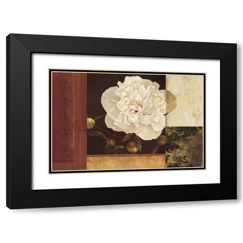 Bronzed Floral Black Modern Wood Framed Art Print with Double Matting by PI Studio