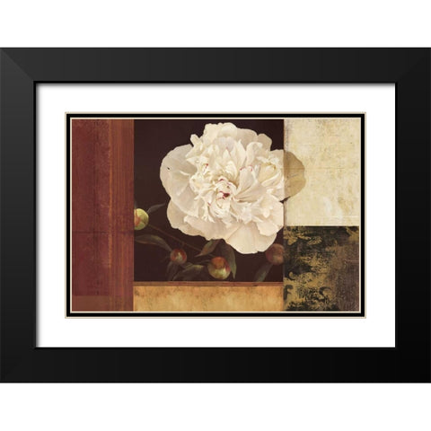 Bronzed Floral Black Modern Wood Framed Art Print with Double Matting by PI Studio